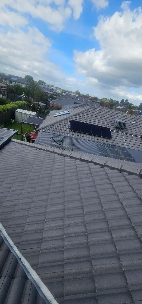Concrete tile roof restored and resprayed in charcoal, Melbourne — project 9