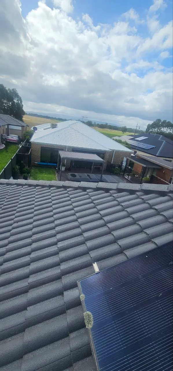 Concrete tile roof restored and resprayed in charcoal, Melbourne — project 11