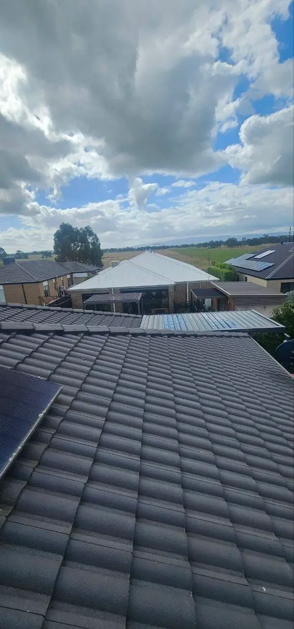 Concrete tile roof restored and resprayed in charcoal, Melbourne — project 13